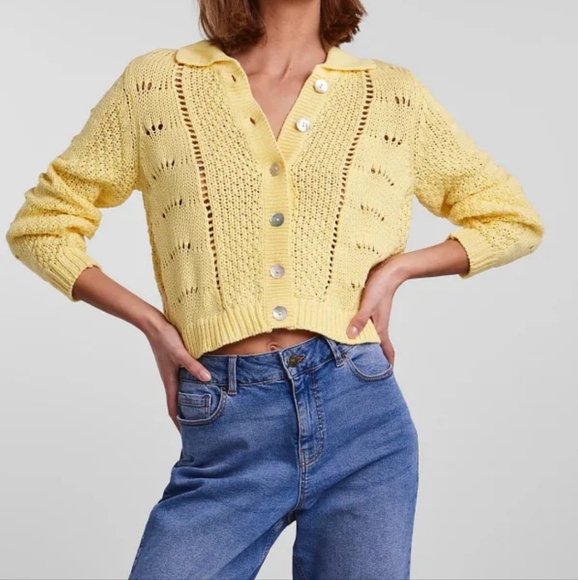 Pieces yellow cardigan size S - Picture 4 of 7